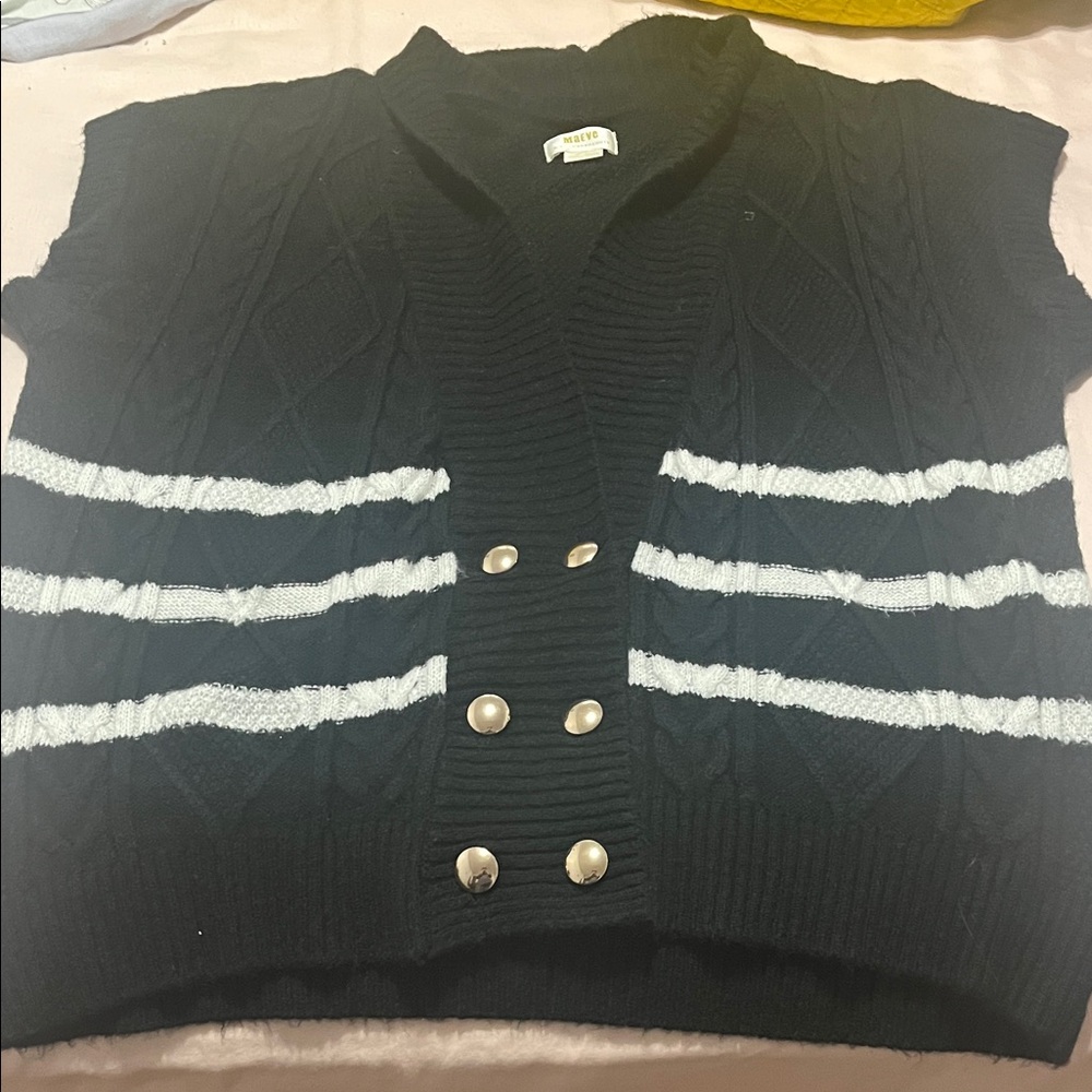Anthropologie Black and white  Buttoned sweater vest